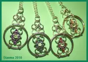 set of 4 handcrafted chainmaille rhinestone PENDANT CHARM necklaces (Ch1)