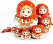 Set of 10 Scarf Big Belly Shape Russian Stacking Dolls Halloween Stacking Dolls Orange Russian Nesting Doll Cute Ornament