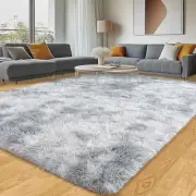 8x10 Area Rugs for Living Room, Soft Large Fluffy 8x10 Feet Tie-dye Light Gray