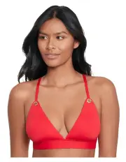 [Lauren Ralph Lauren] Beach Club Solids Toggle Padded Triangle Bikini Top in Red