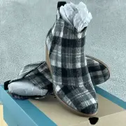 TOMS Women's Clare Wedge Boot, Black/Grey Plaid, 8 NWB S161