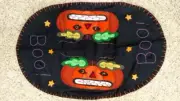 21" Handmade Wool Flannel Embroidered BOO Jack O Lantern HALLOWEEN Table Runner
