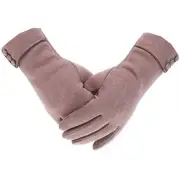 Women Winter Warm Gloves Touch Screen Phone Windproof One Size Button - Khaki
