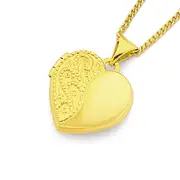 9ct Gold 15mm Engraved Heart Locket