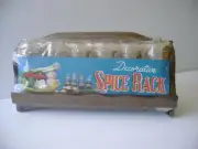 NEW VINTAGE DECORATIVE SPICE RACK. 6 JARS