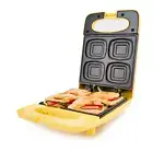Mini Jaffle Maker Non-stick Make 4 mini jaffles 2 slices of Bread - Yellow