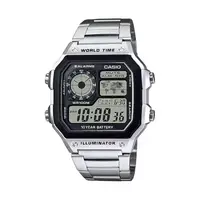 在飛比找PChome24h購物優惠-【CASIO 卡西歐】十年電力世界地圖方形經典電子腕錶-亮眼
