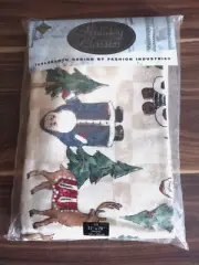 FASHION INDUSTRIES OLD WORLD SANTA TABLECLOTH 52” X 70” OBLONG 1998 U.S.A. MADE