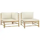 Outdoor Lounge Set 2 Pcs Bamboo Patio Furniture Modular Sofa With Cushions