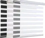 MYshade Cordless Zebra Blinds - Dual Layer Light Filtering & Blackout Privacy Shades, Day/Night Window Blinds for Bedroom/Living Room/Office, Free-Stop Easy Install Cordless (White-35 W x 72" H