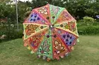 100% Cotton Large Outdoor Patio Parasols, Beach Sun Shade Garden Umbrella Decor