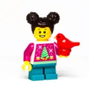 New LEGO 2024 BAM Minifigure - Christmas Sweater Girl w/ Red Bird
