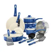 GreenLife Soft Grip 16 Piece Cookware Set Night Blue