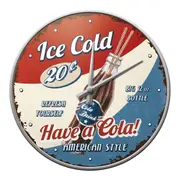 Nostalgic Art Metal/Glass Wall Hanging Round Clock Home Decor Have A Cola 30cm
