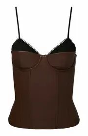 WeWoreWhat Corset Vegan Leather Top in Brown at Nordstrom, Size 6