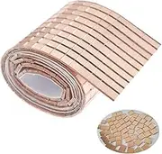 900 Pcs 10x10 mm(0.4x0.4 inch) Glass Mosaic Tiles Rose Gold Bulk Square Mirror Tiles Self-Adhesive Real Glass Craft Mini Square & Round