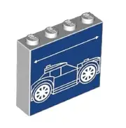 LEGO Brick Gray 1x4x3 with White Car Schematic Dark Blue Background NEW