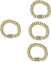4pcs Dog Leash Puppy Wedding Collar Small Dog Collars Brass Dainty Necklace Fine Jewelry Chain Crystal Necklace Men Decor Puppy Collar Mens Necklaces Portable Alloy Asphyxia Man
