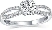 [Bling Jewelry] Personalize Vintage Style 1CT Brilliant Cut Solitaire Oval Crown Halo AAA CZ Cubic Zirconia Side Baguette Infinity Engagement Ring For Women .925 Sterling Silver
