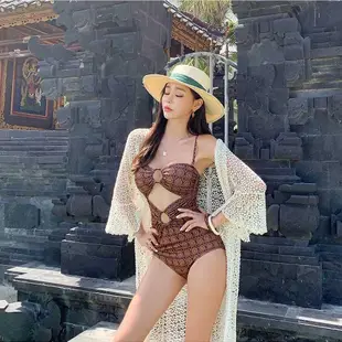 泰國高腰連體泳衣性感一體式游泳衣2020溫泉泳裝遮肚顯瘦