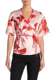 NWT Ted Baker Melonyy Fantasia Wrap Top Pink Red Floral $209 - 2 4 6 8 10 12 14