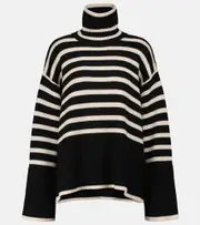 [Toteme] Toteme Striped turtleneck wool-blend sweater AU 14 black
