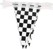 WOONEKY Race Car Flags 30m Pe Checkered Banner Birthday Party Decorations Outdoor Indoor