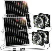2 Sets Solar Dual Fan Kit 25W Waterproof Solar Panel Fan Powered Portable Solar