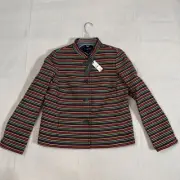 Talbots Textured Rainbow Striped Mandarin Collar Blazer Jacket 2P NWT $169