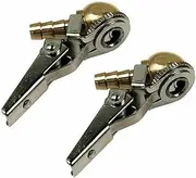 TDR 2pcs Ball Tire Air Chuck with Valve Stem Lock-On Clip, Heavy Duty Tyre Inflator Brass Fitting, Fits Standard Automotive Valve Stems