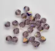 12pc Swarovski Crystal Light Amethyst AB 8mm Round Bicone 5304 Beads; Vintage