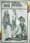 STRETCH & SEW PATTERN 922 PANTS STIRRUP KIDS HIP SIZES 22 -32 UNCUT VINTAGE
