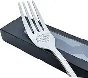 Gifts for Him Her Men Women May The Fork Be with You Dinner Fork Engraved Dinner Fork for Boyfriend Girlfriend Husband Wife Friends (Silver)