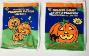 Vintage 1992 Stuff-A-Pumpkin Pumpkin Patch GIANT & Family Leaf Bags Halloween