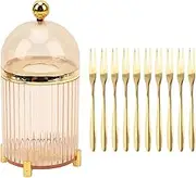 10PCS Small Forks Set PS Stainless Steel Portable Dessert Salad Fruit Forks with Storage Jar for Home Restaurant Party Travel