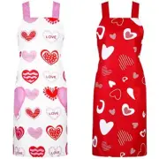 2 Pieces Valentine's Day Heart Aprons Adjustable Valentine Kitchen Baking
