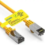 AEONS Cat 8 Shielded Ethernet Cable 2 ft High Speed 40Gbps Cat8 LAN Network 2000Mhz Gold Plated RJ45 Patch Cords, Heavy Duty Weatherproof S/FTP UV Resistant Computer Wire, UL Listed, Yellow