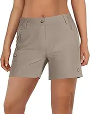 [Outdoor Ventures] Women's Hiking Shorts Stretch Quick Dry Golf Shorts UPF 50 + Lightweight Women's Cargo Shorts with Zip Pockets