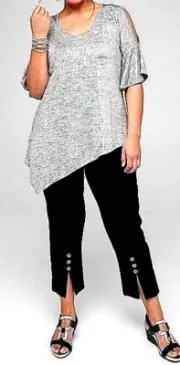 TS TAKING SHAPE plus size S / 16 Shimmer Tunic stretchy cold shoulder top NWT!