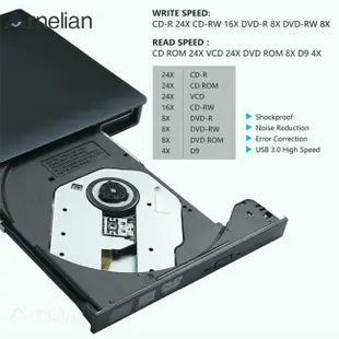 Arnelian Usb 3.0高速移動外置DL DVD-RW Cd刻錄機超薄便攜光驅