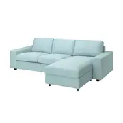 VIMLE 3-seat sofa with chaise longue, with wide armrests Saxemara/light blue