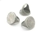 Hammered brushed Signet Ring Blank - Antique Silver Plated brass 7US size 4387