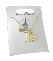 Disney Parks Mickey Mouse Ear Rhinestone Letter D, Gold Tone Necklace