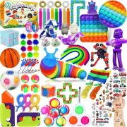 80 Pack Fidget Toys Set,Pop It Relieves Stress and Anxiety Sensory Fidget Toy fo