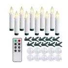 10pk XMAS LED 4" Taper Candles Battery Powered with Remote Control Timer & Clip