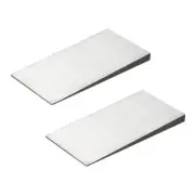 2 Pcs Metal Wedge Shims, 6.3x3.2x0.8" Triangle Flange Steel Wedge, Silver Tone