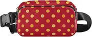 [miaozhen] Gold Dot Red Pattern Cute Fanny Pack Waist Bag for small businessman Waterproof Crossbody Sling Bag with Adjustable Strap for Travel Running Hiking, gold dot red pattern, Modern