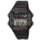 【CASIO 】方形復古雙色混搭電子腕錶-黑X桃紅(AE-1300WH-1A2)