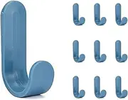 10 Pcs Utility Wall Hooks,Command Hooks,Damage Free Adhesive Hooks for Bathroom,Kitchen,Living Room, Office Organizers,Hooks for Hanging Key Hat Cup Towel(Blue)