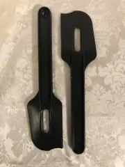 2 Tupperware Classic Black Slotted Spatulas 9” Paddle Scraper Utensil Gadget